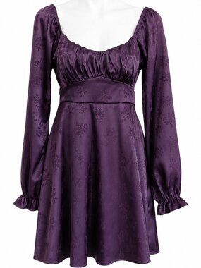 NEW large purple dress. Special occasion long sleeve satin dress. Glam y2k